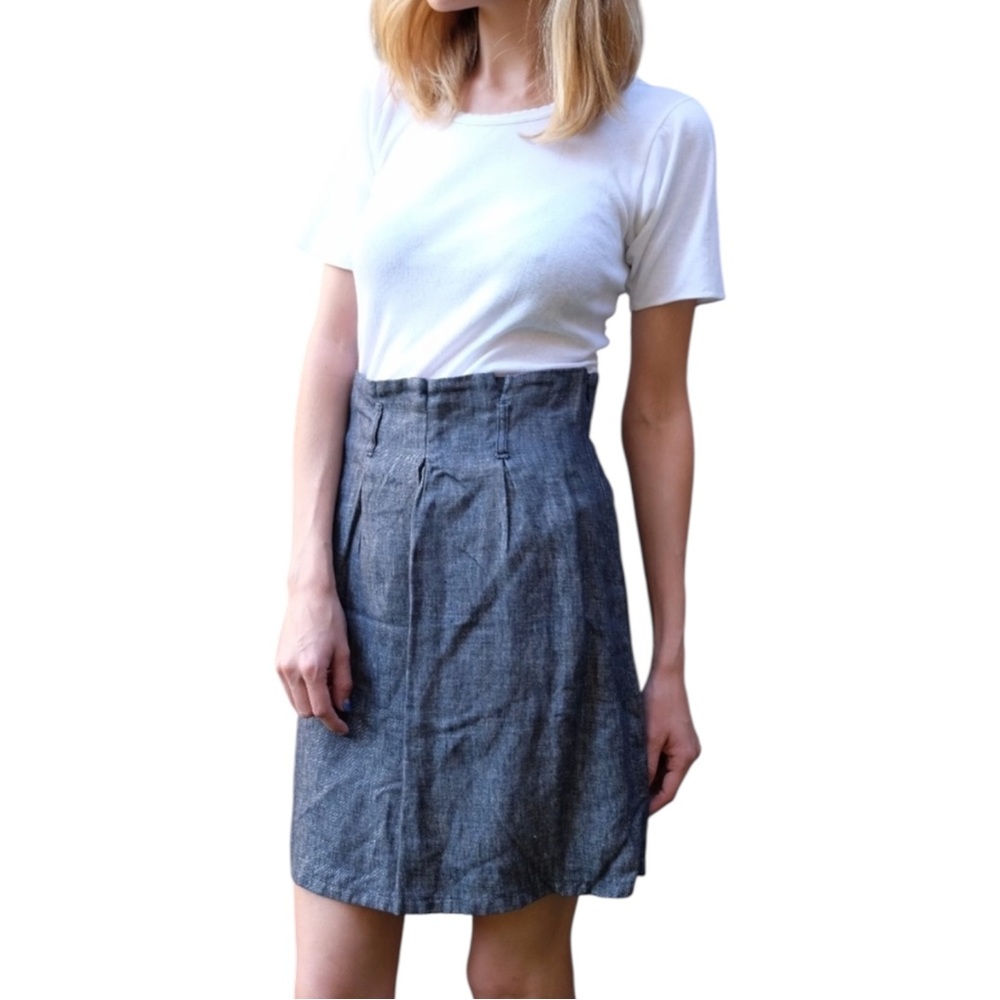 Vintage Y2K Blue Chambray Denim High Waist Mini Skirt Matching Tie Belt Small - Picture 5 of 16